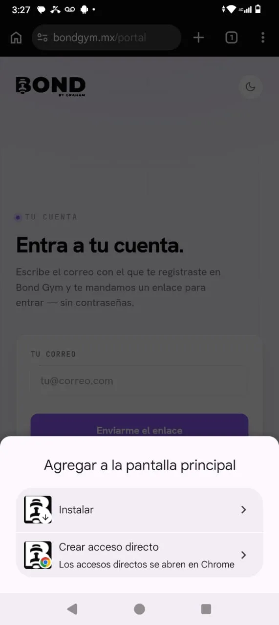 Opción Instalar app dentro del menú de Chrome