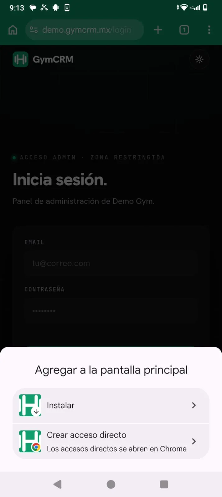 Opción Instalar app dentro del menú de Chrome