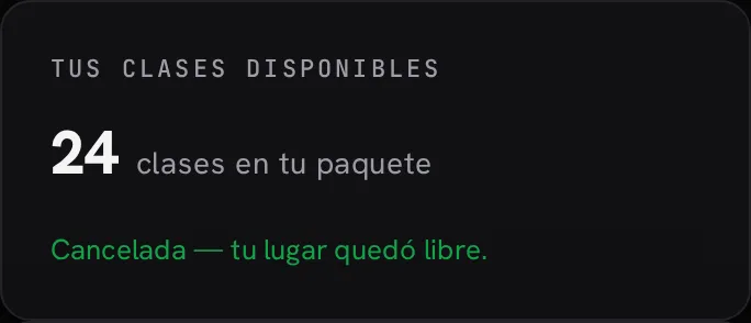 Confirmación de cancelación: tu lugar quedó libre