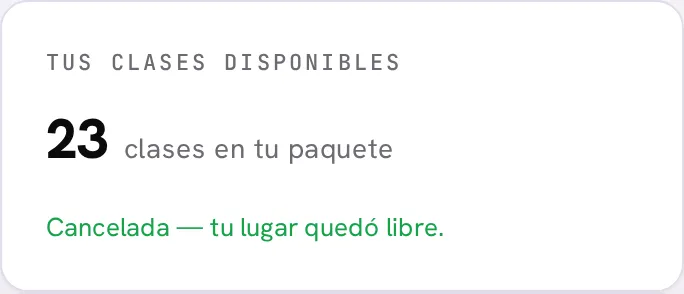 Confirmación de cancelación: tu lugar quedó libre