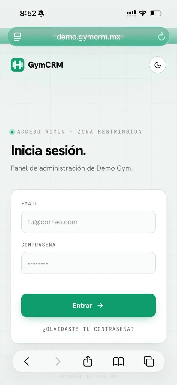 El sitio del gimnasio abierto en Safari