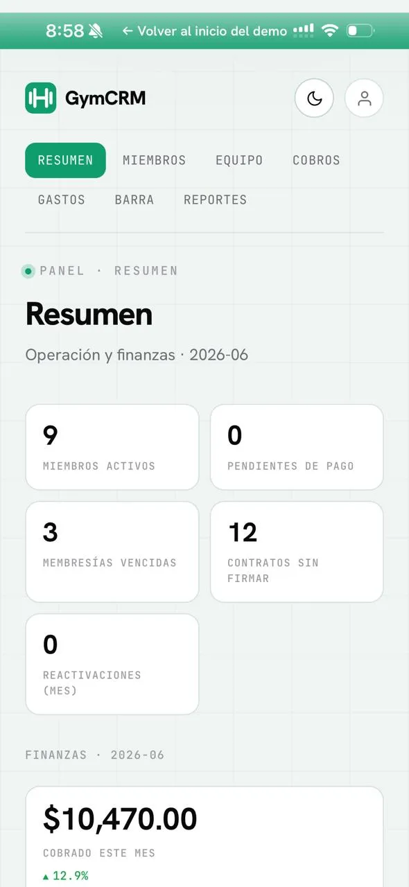 La app abierta a pantalla completa en el iPhone