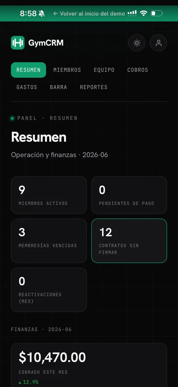 La app abierta a pantalla completa en el iPhone