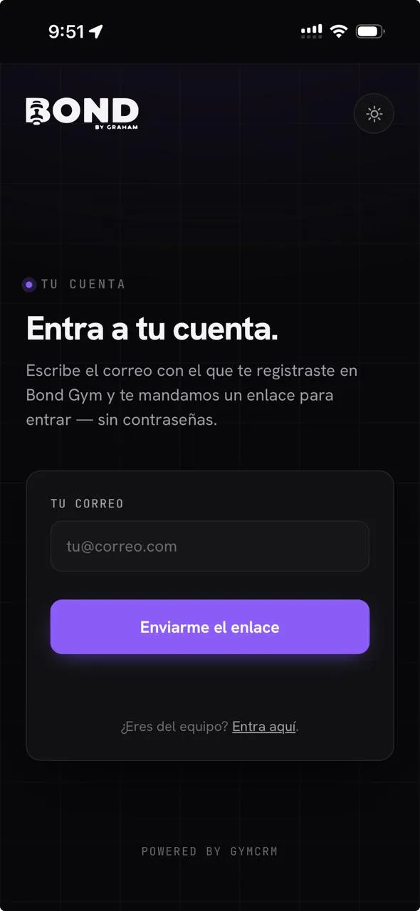 La app abierta a pantalla completa en el iPhone