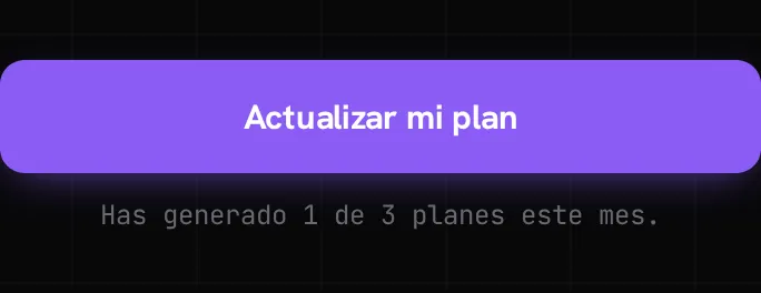 El botón para generar o actualizar el plan en el portal, con el contador de planes generados este mes