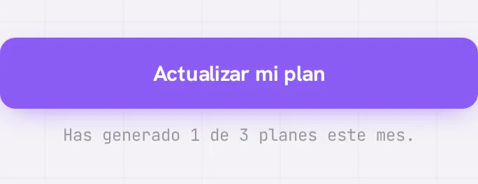 El botón para generar o actualizar el plan en el portal, con el contador de planes generados este mes